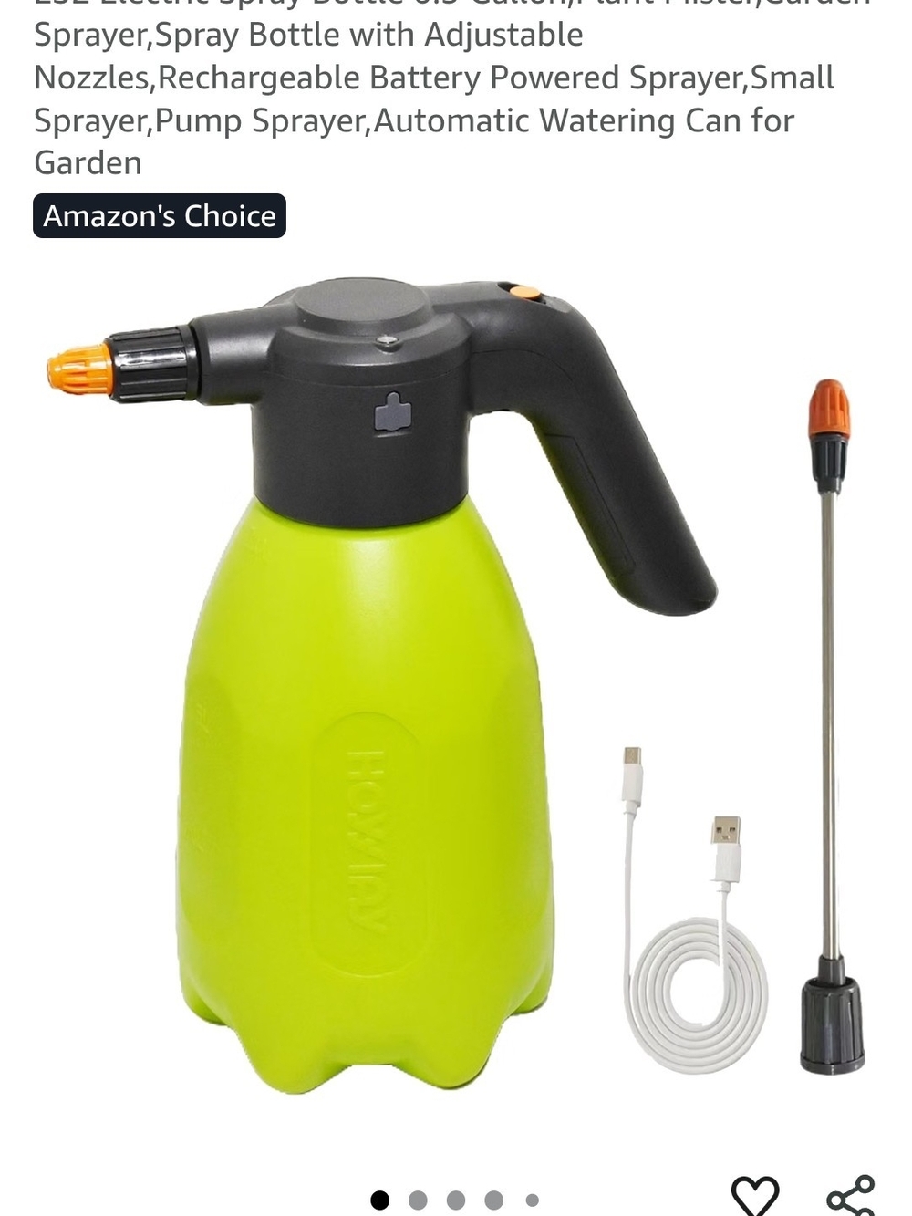 Rechargeable Electric Garden Sprayer - Lime Green